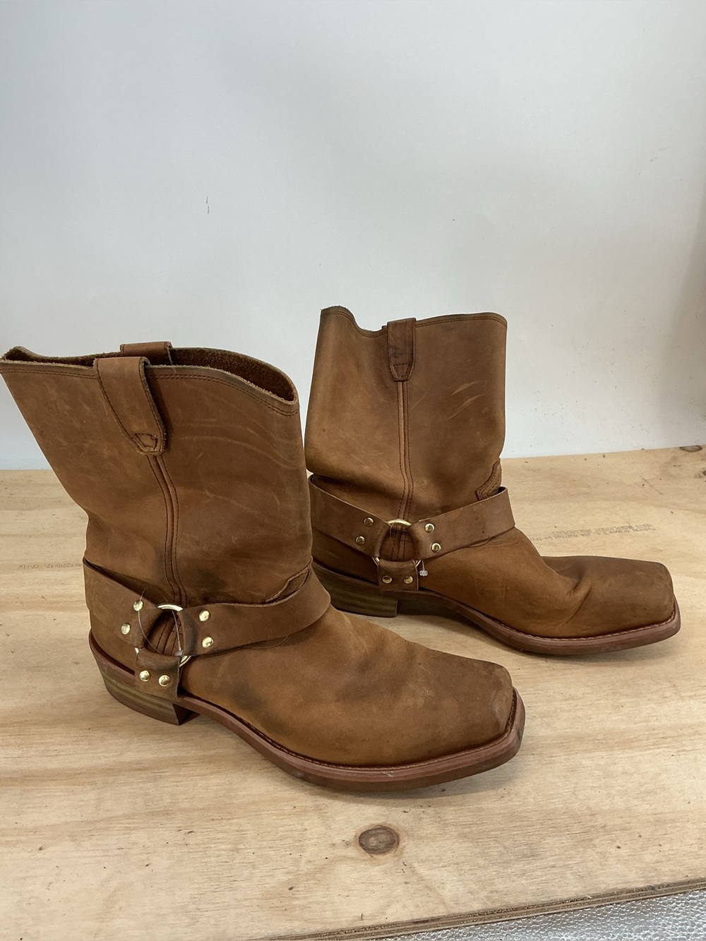 Dingo Mens Trendy Boho Brown Leather Motorcycle Harness Boots Size 14